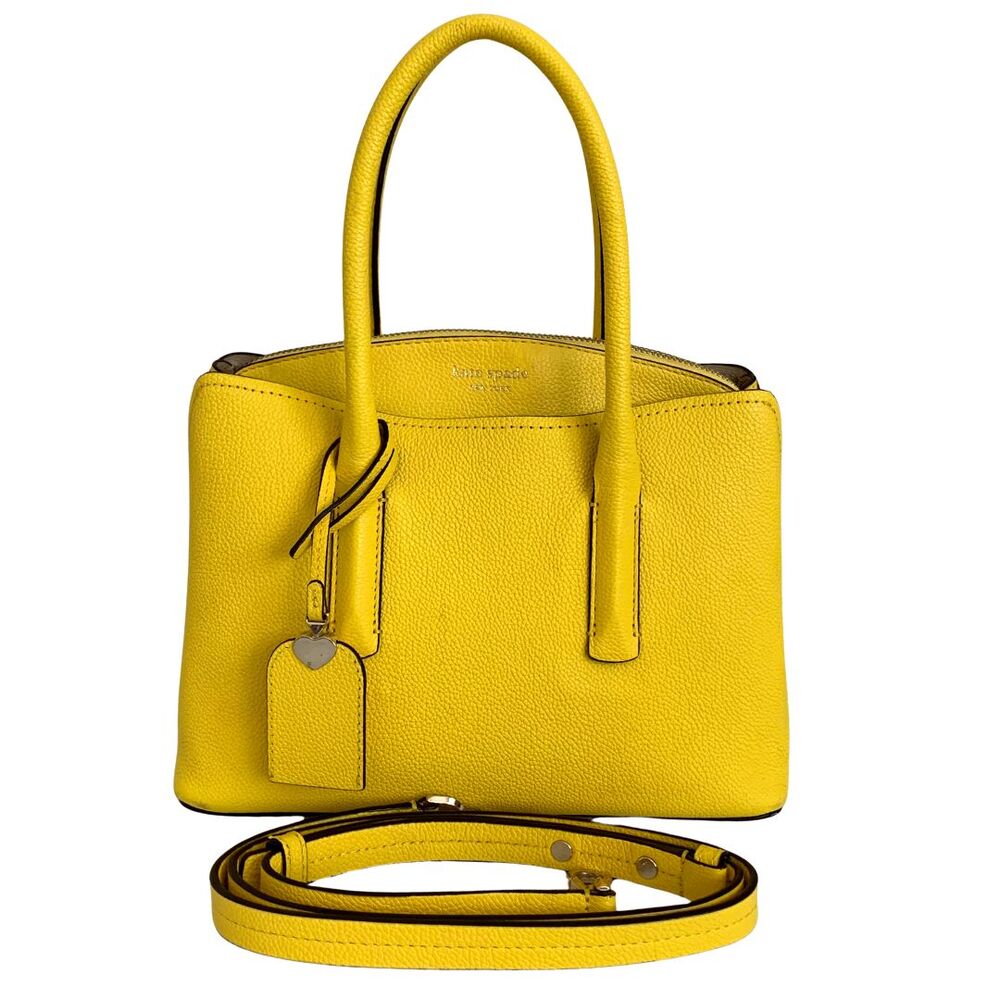 Kate Spade Yellow Pebbed Leather Satchel Crossbody Bag Medium